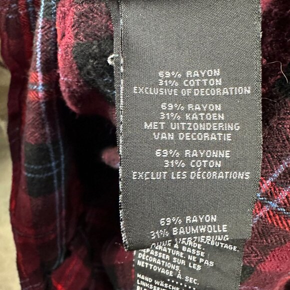 Harley Davidson Womens L Red Plaid Flannel Shirt "Aint No Darling" Graphic Back - Picture 6 of 11